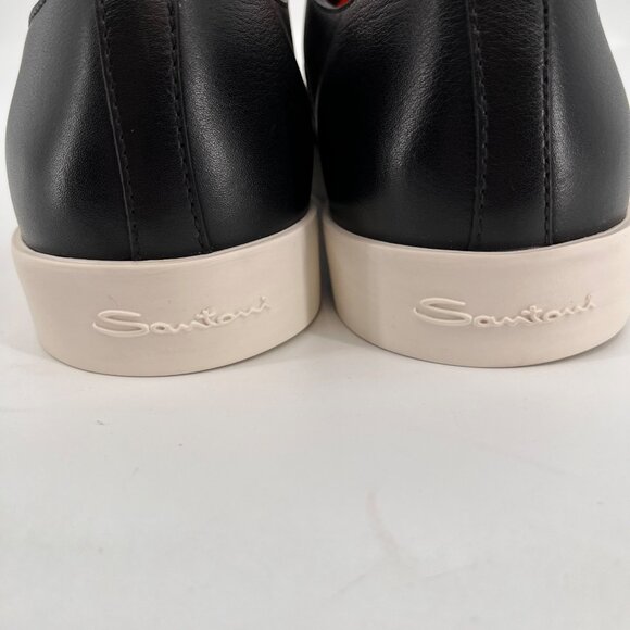 Santoni Atlantis Leather Oxford Dress Black Size 10.5 Almond Toe Lace Up Italy - Picture 12 of 15
